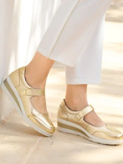 Babies cuir à scratch semelle compensée