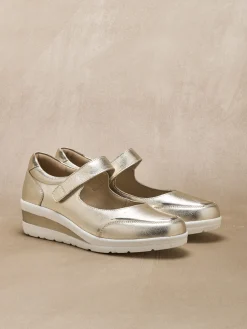 Babies cuir à scratch semelle compensée