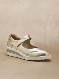 Babies cuir à scratch semelle compensée