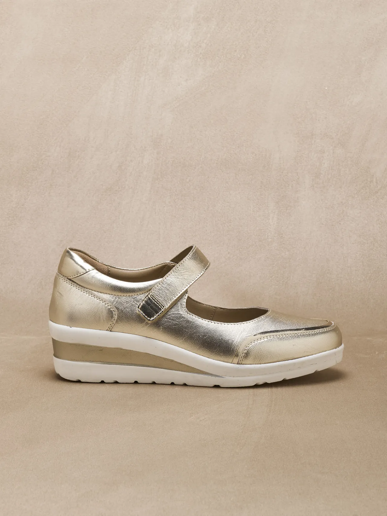 Babies cuir à scratch semelle compensée