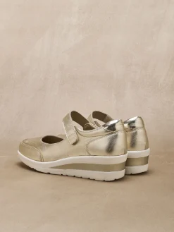 Babies cuir à scratch semelle compensée