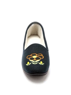 Ballerines brodées fleur largeur confort