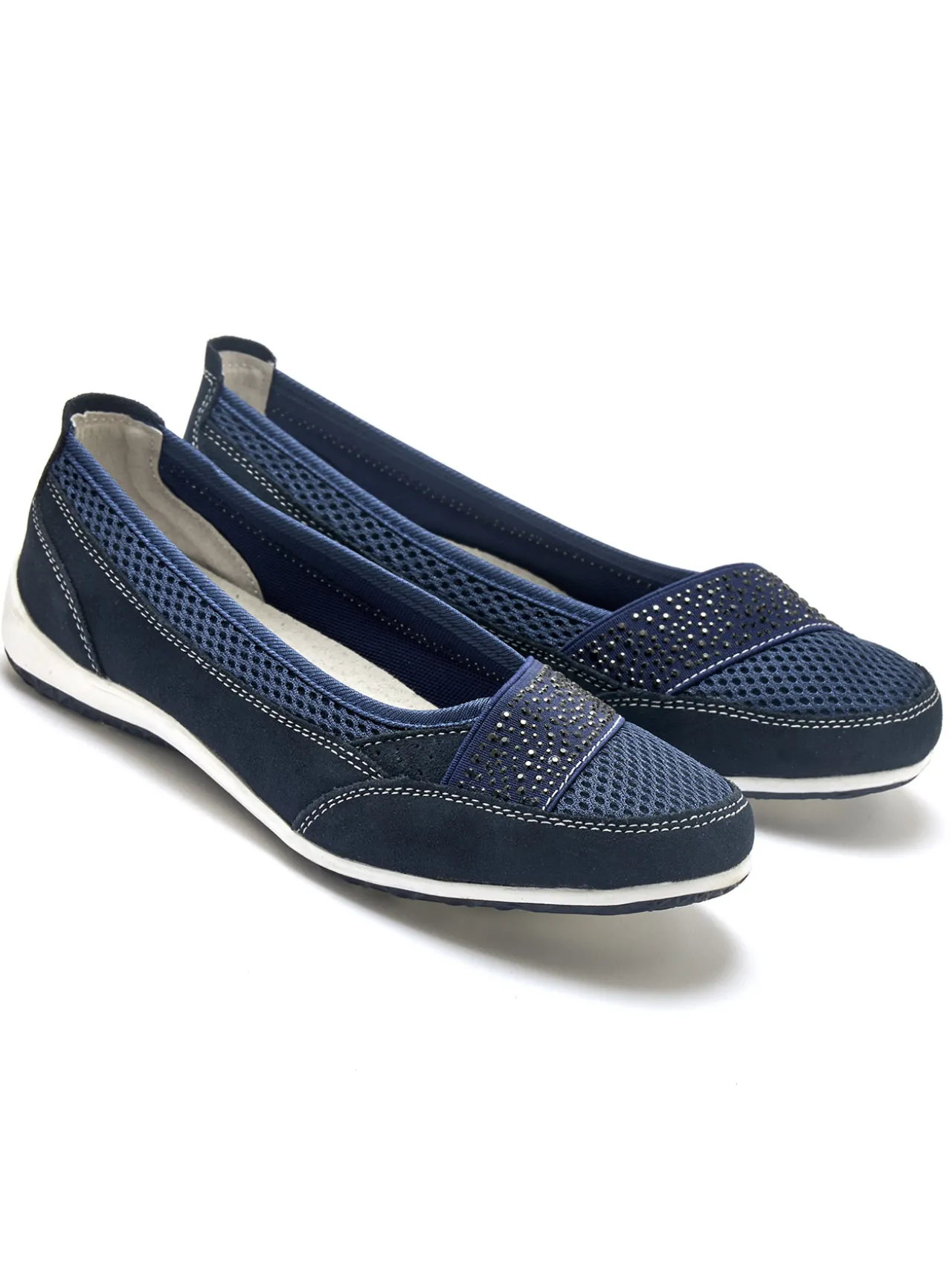 Ballerines cuir et textile aéré