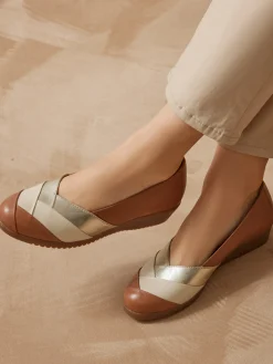 Ballerines cuir tricolore