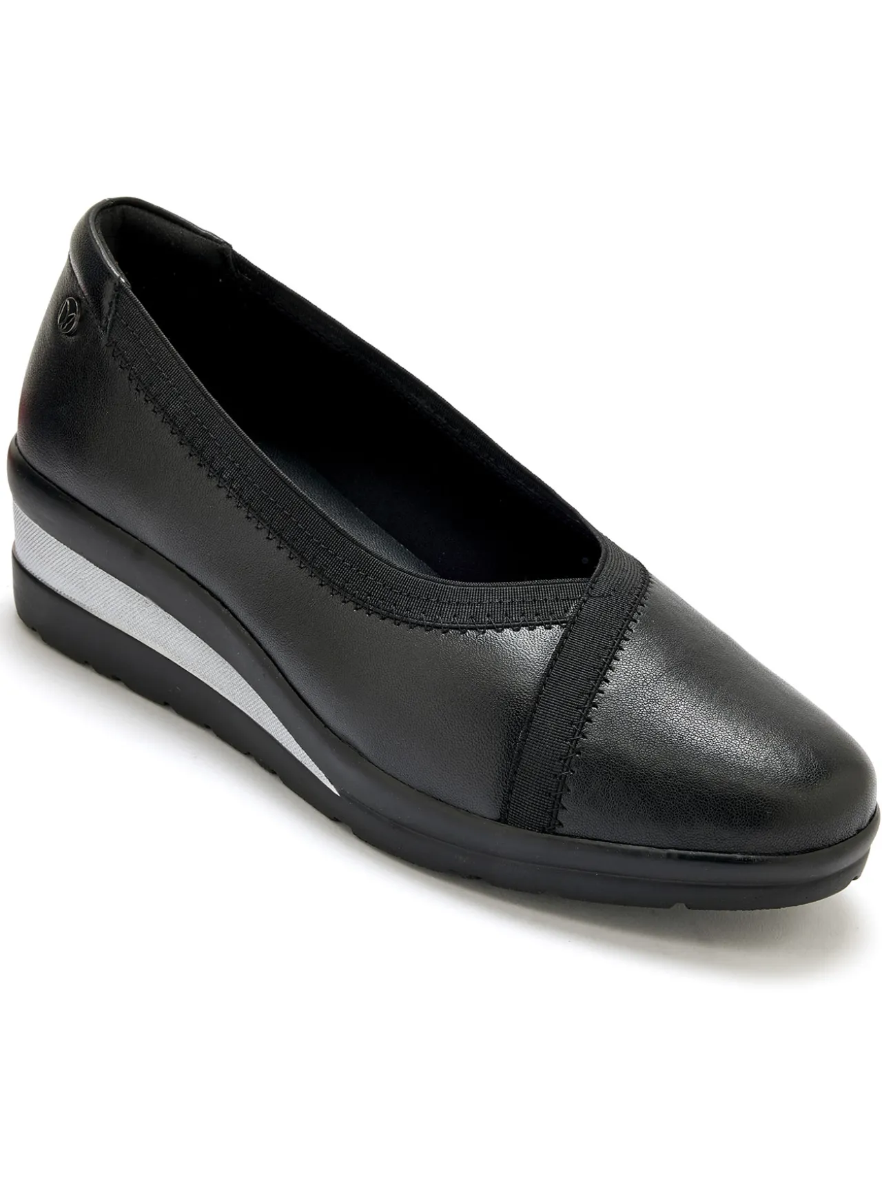 Ballerines tout cuir élastiquées