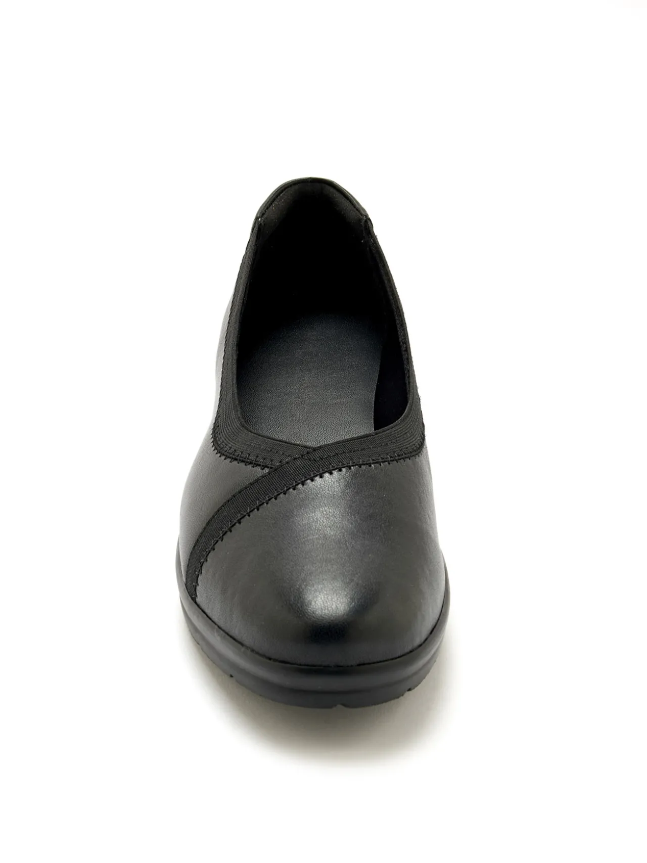 Ballerines tout cuir élastiquées