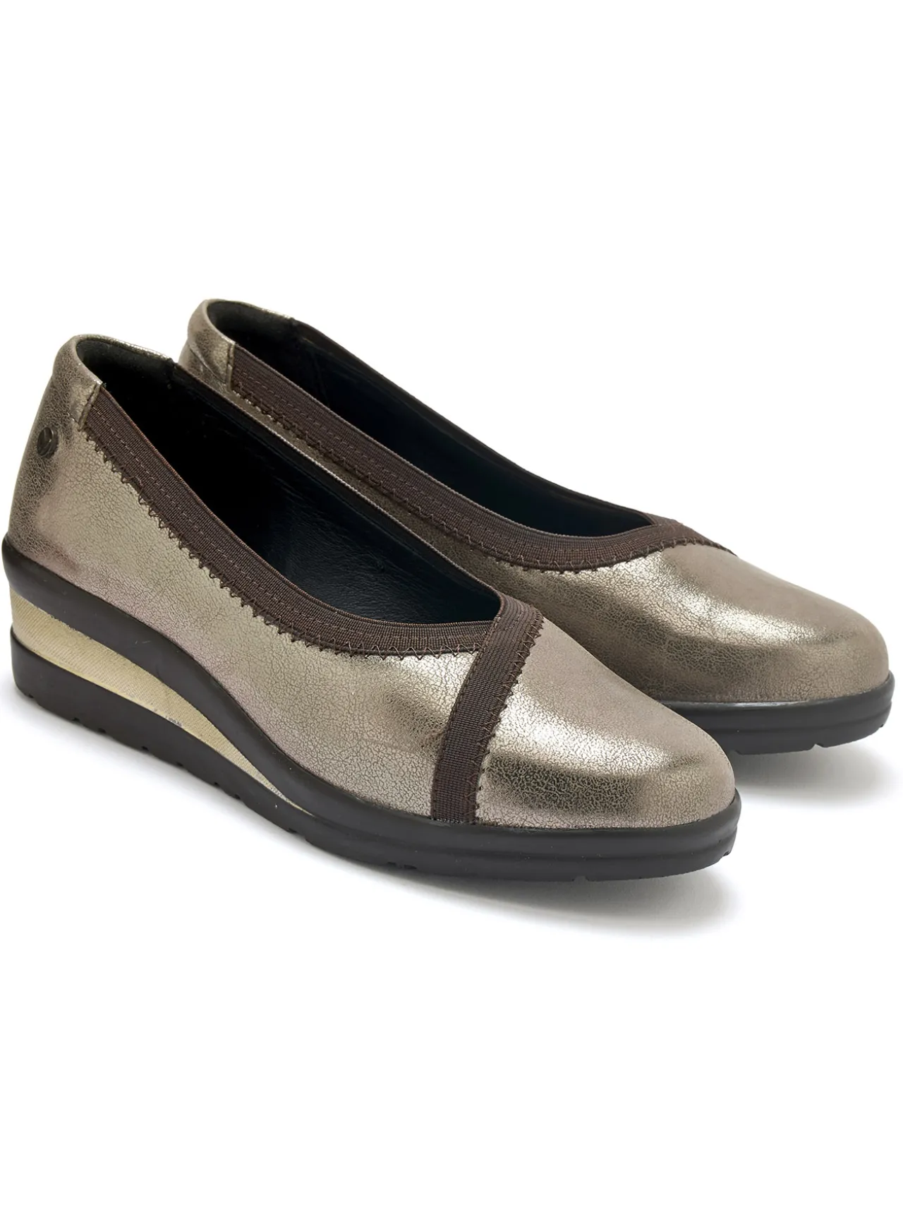 Ballerines tout cuir élastiquées