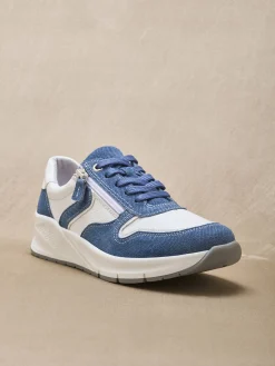 Baskets bicolores avec zip côté