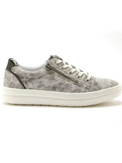 Baskets cuir avec zip et lacets