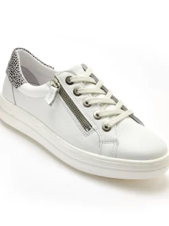 Baskets cuir avec zip et lacets