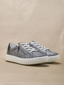 Baskets cuir avec zip et lacets