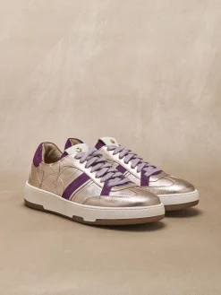 Baskets cuir effet métallisé