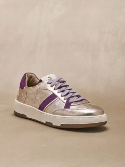 Baskets cuir effet métallisé