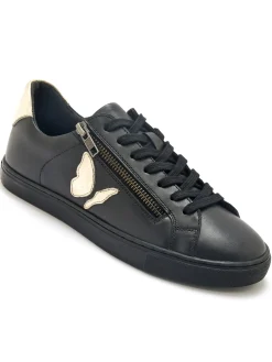 Baskets cuir motif papillon