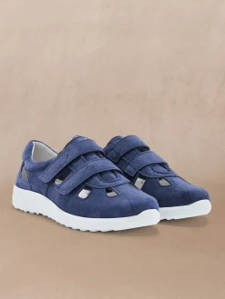 Baskets extra larges cuir ajouré