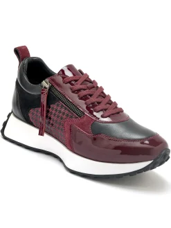 Baskets zippées cuir lisse et verni