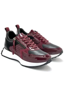 Baskets zippées cuir lisse et verni