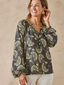 Blouse à fronces manches longues