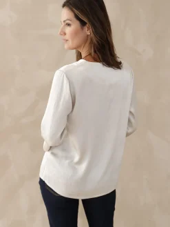 Blouse manches 3/4 effet satiné
