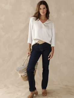 Blouse manches 3/4 effet satiné