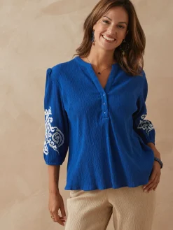 Blouse manches brodées