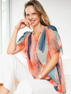 Blouse vaporeuse manches papillon