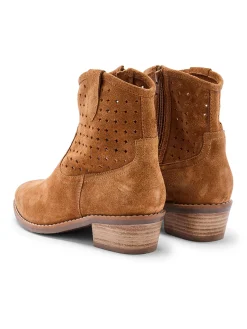 Boots ajourées cuir velours