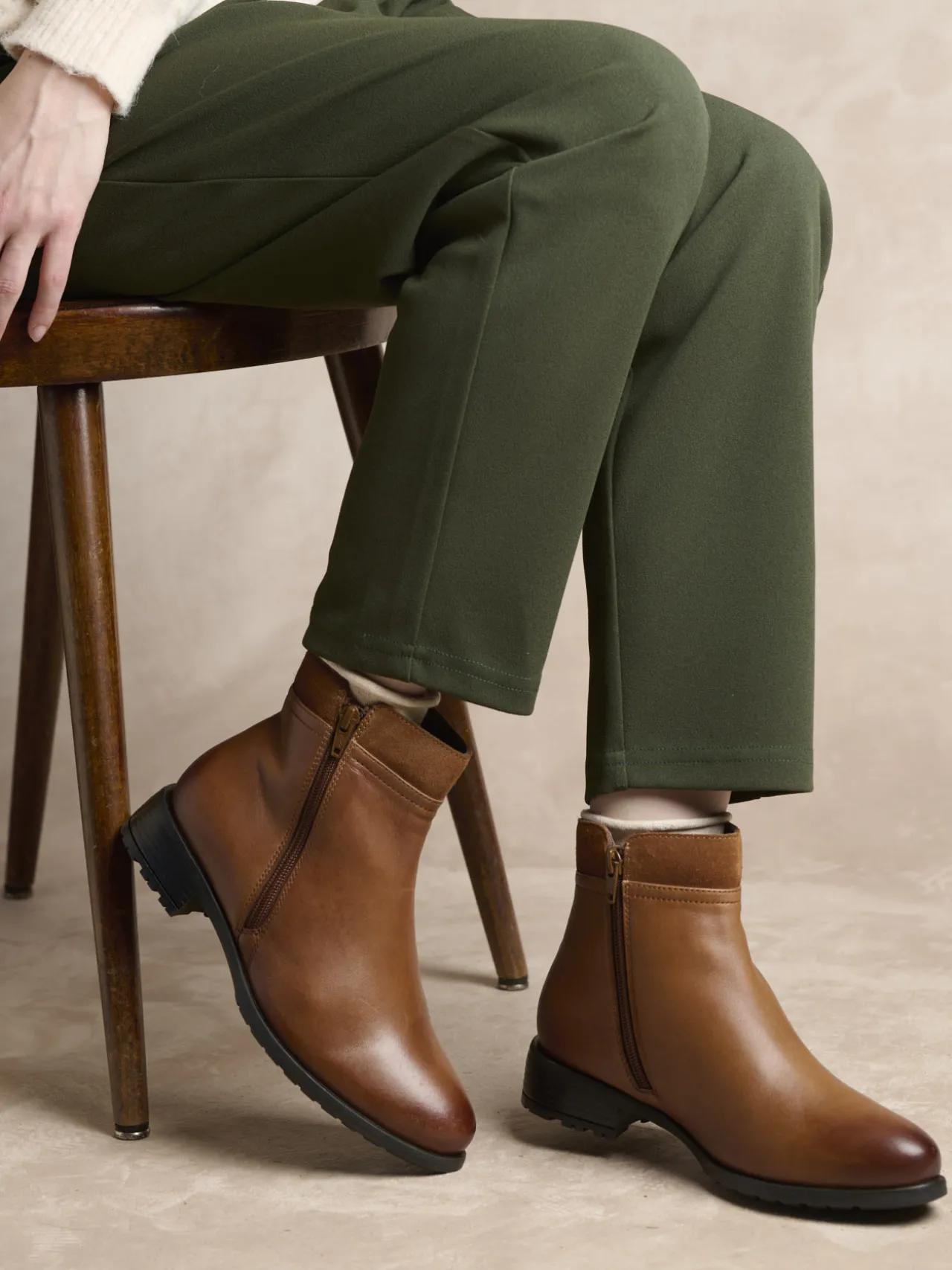 Boots en cuir double zip