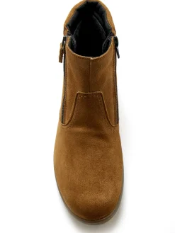 Boots en cuir extensible double zip