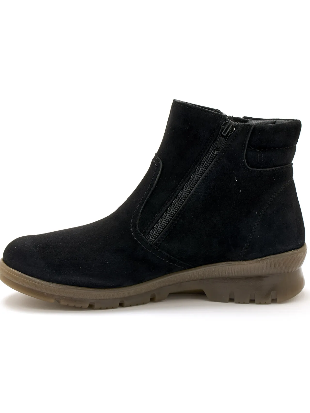 Boots en cuir extensible double zip
