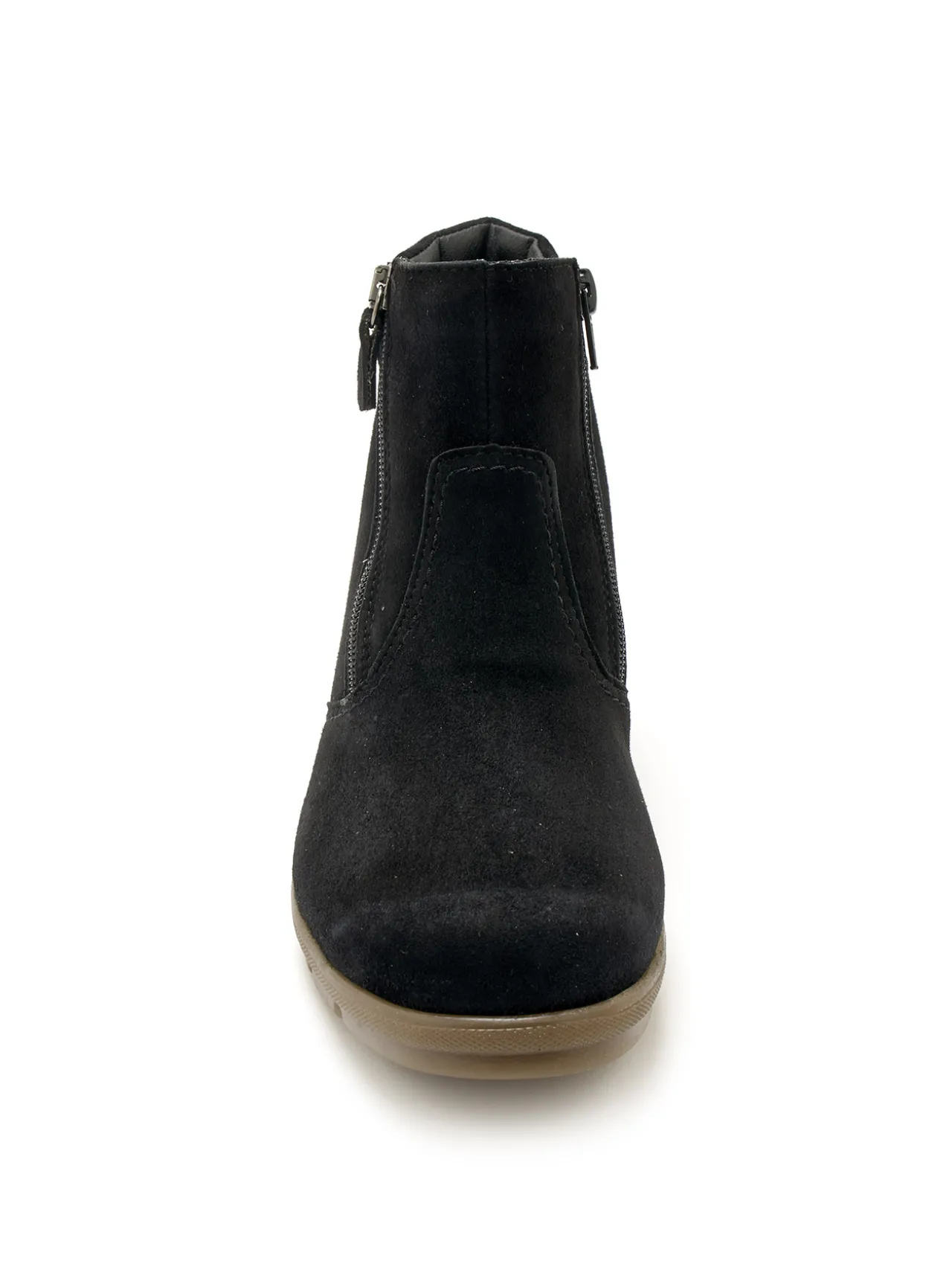 Boots en cuir extensible double zip