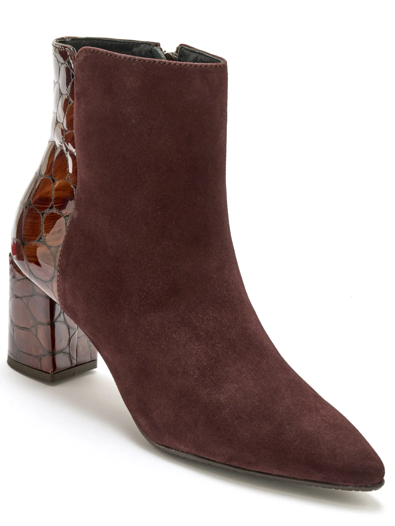 Boots zippées cuir velours