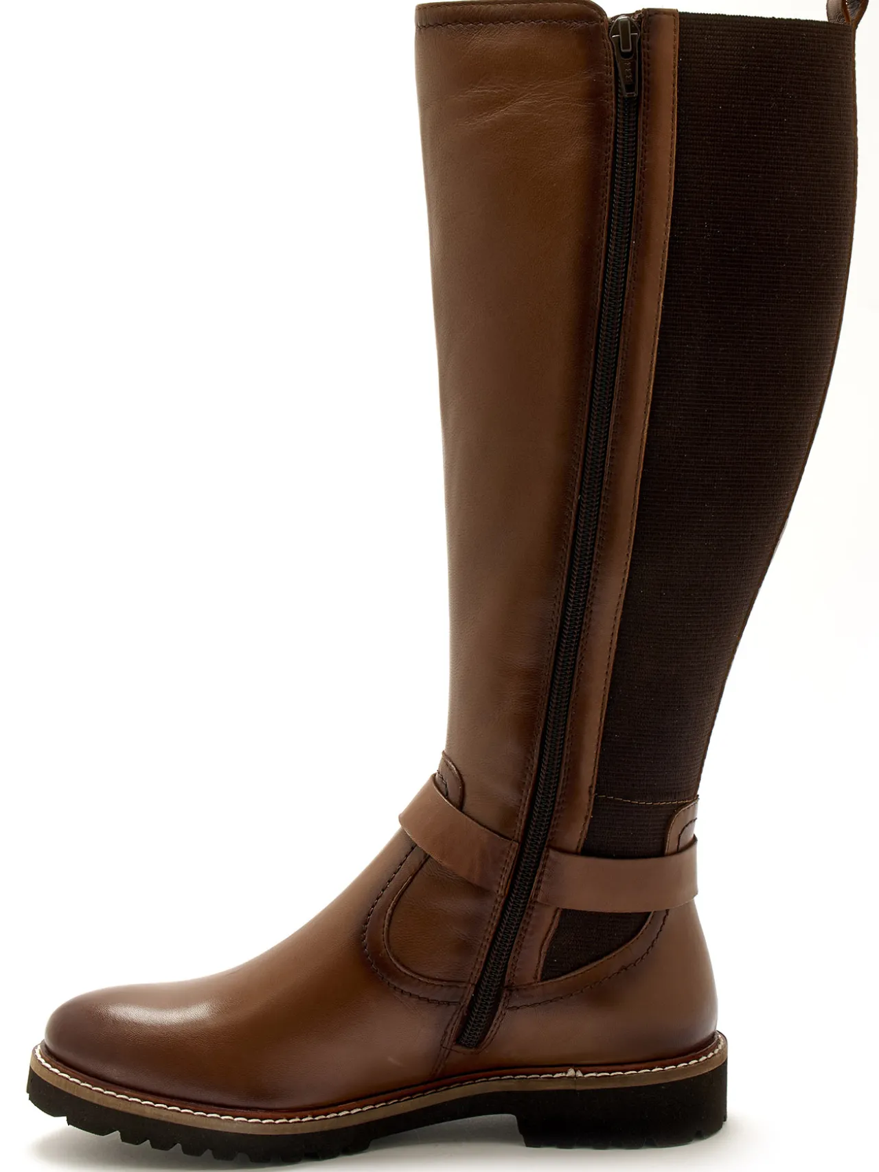 Bottes tout cuir zip et élastiques
