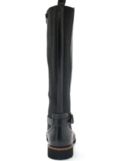 Bottes tout cuir zip et élastiques