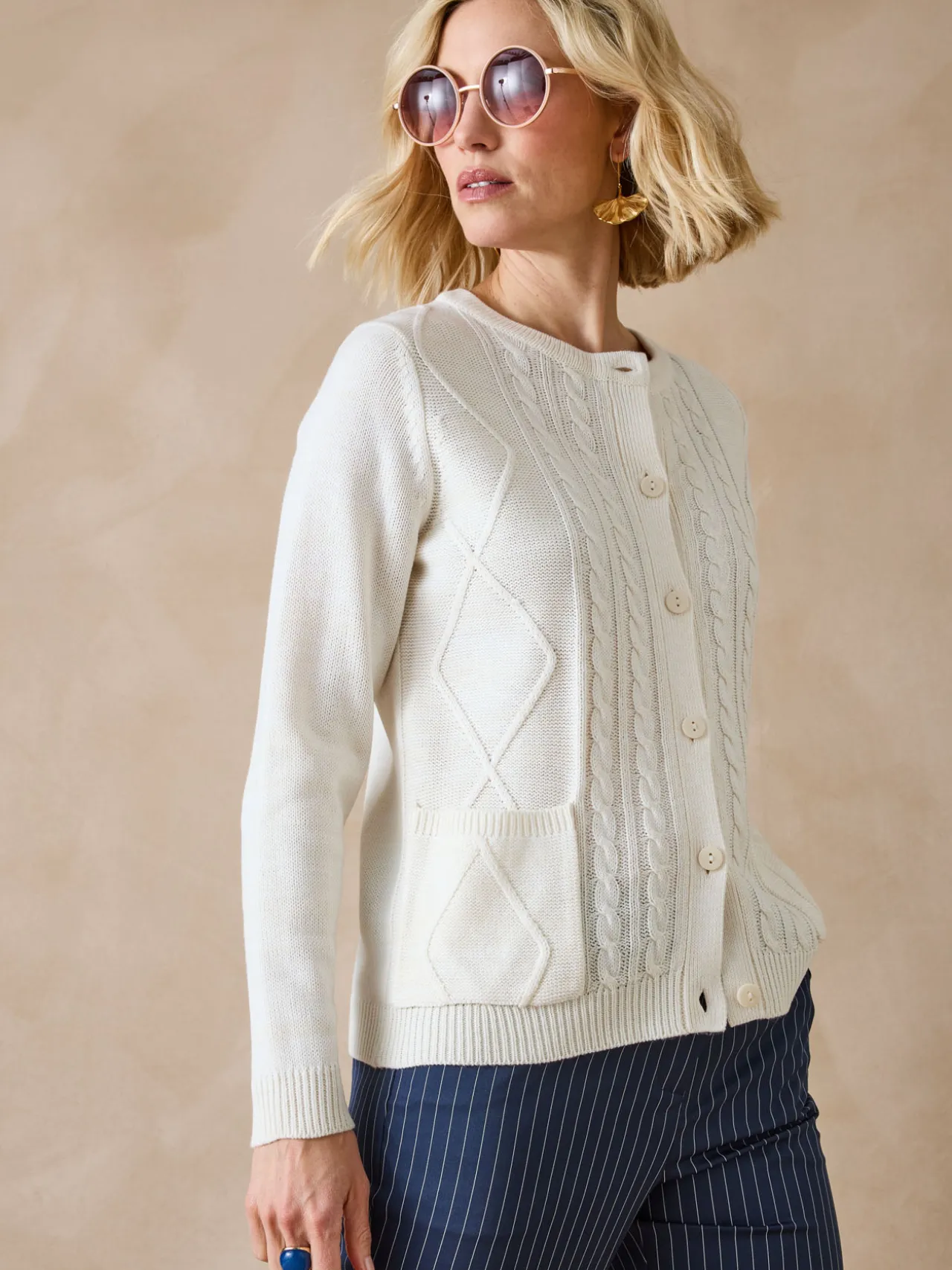Cardigan en maille torsadée
