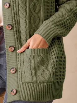 Cardigan torsadé col rond