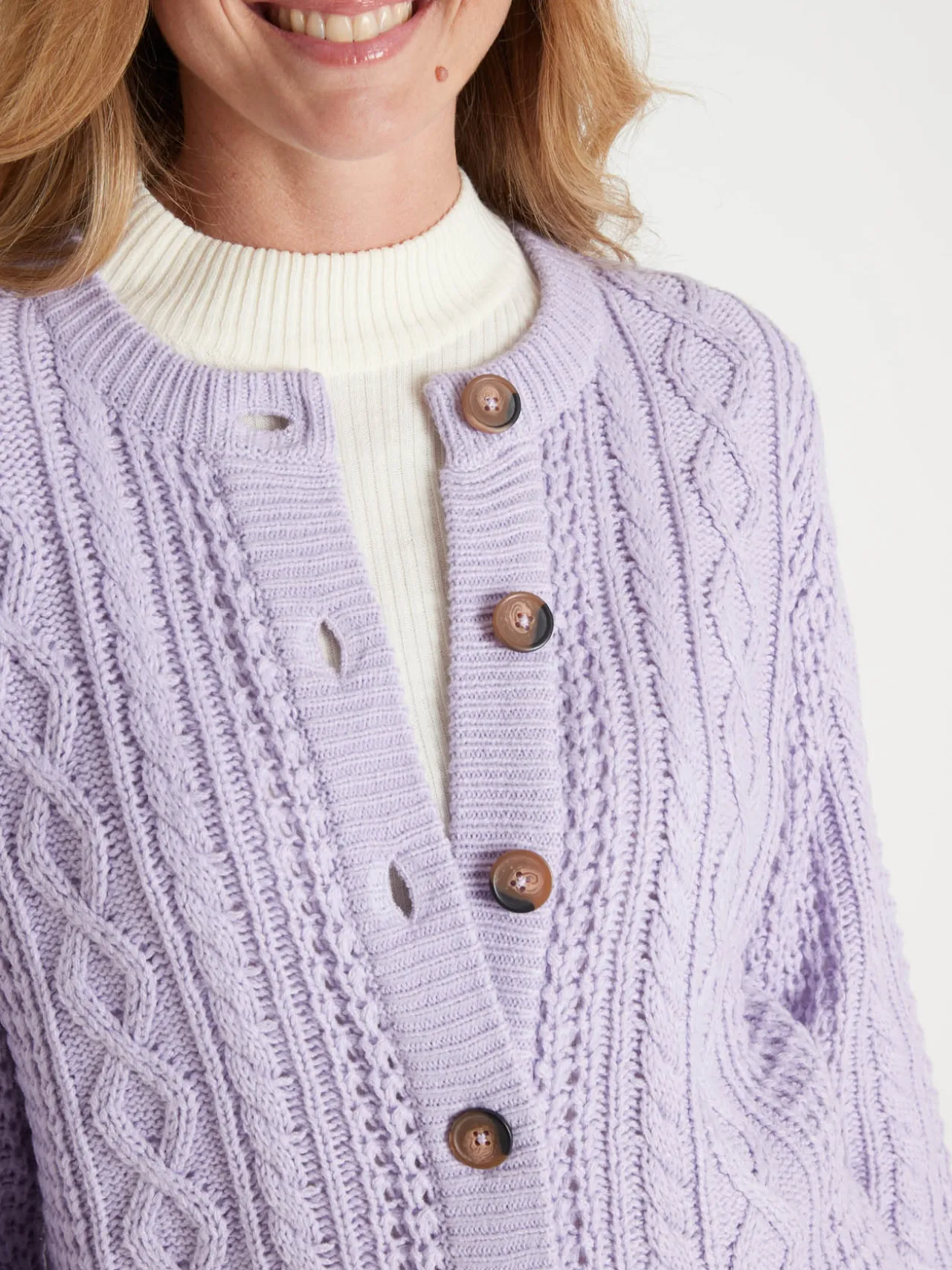 Cardigan torsadé col rond