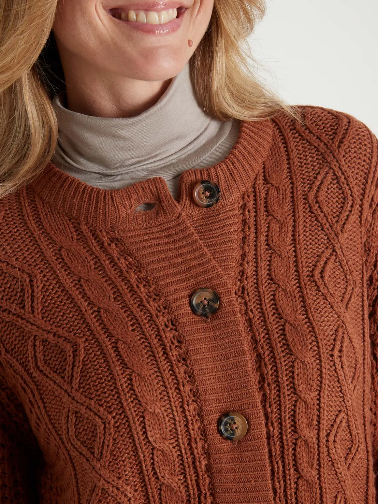 Cardigan torsadé col rond