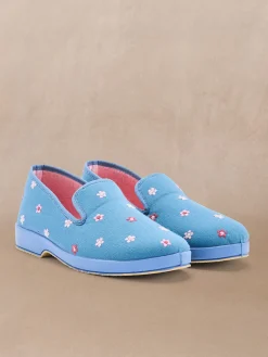 Charentaises brodées intérieur éponge