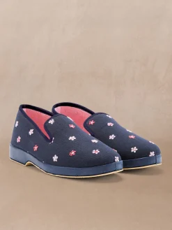 Charentaises brodées intérieur éponge