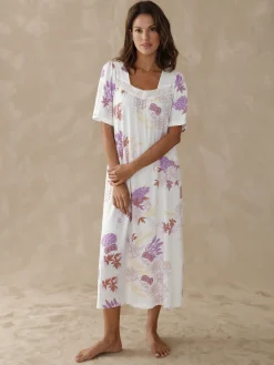 Chemise de nuit longue manches papillon