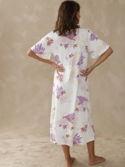 Chemise de nuit longue manches papillon