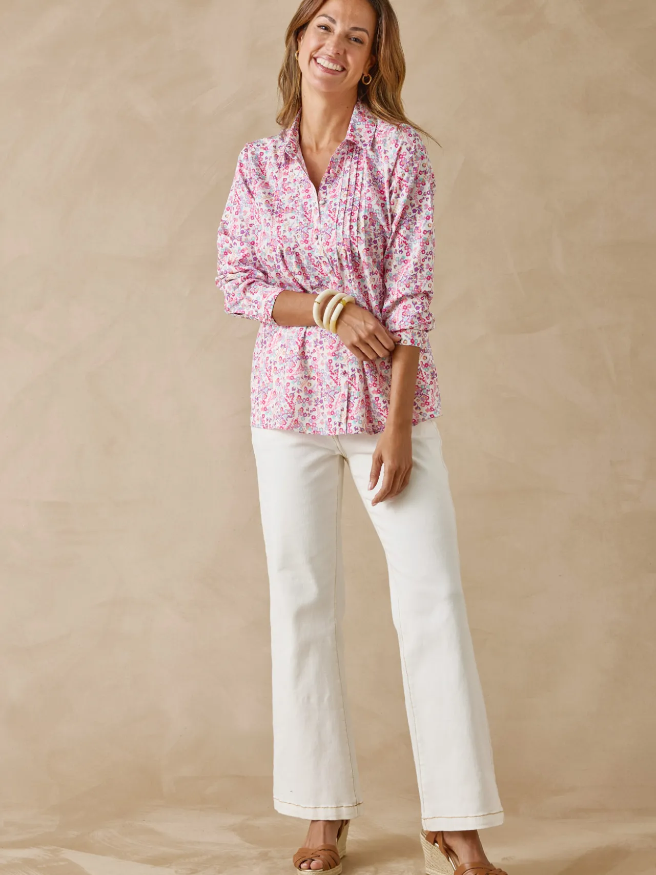 Chemisier effet plastron manches longues