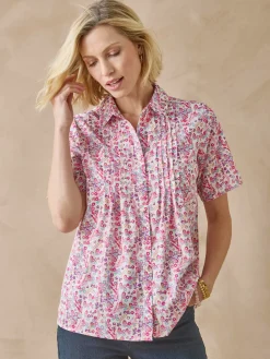 Chemisier effet plastron manches courtes