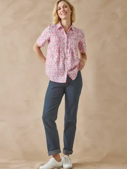 Chemisier effet plastron manches courtes