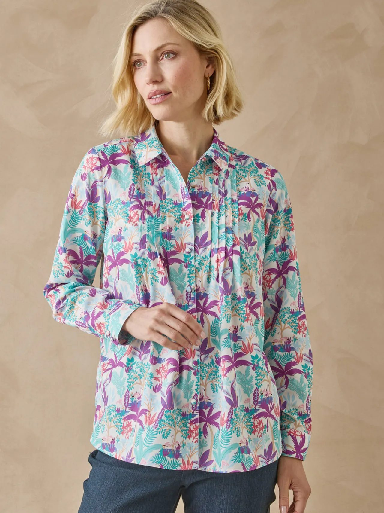 Chemisier effet plastron manches longues