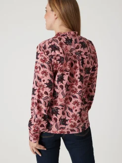 Chemisier en crêpe col montant volanté