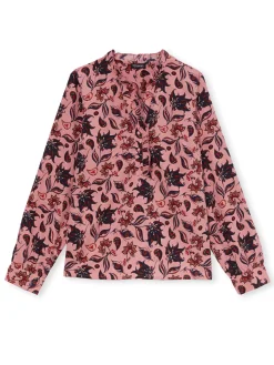 Chemisier en crêpe col montant volanté