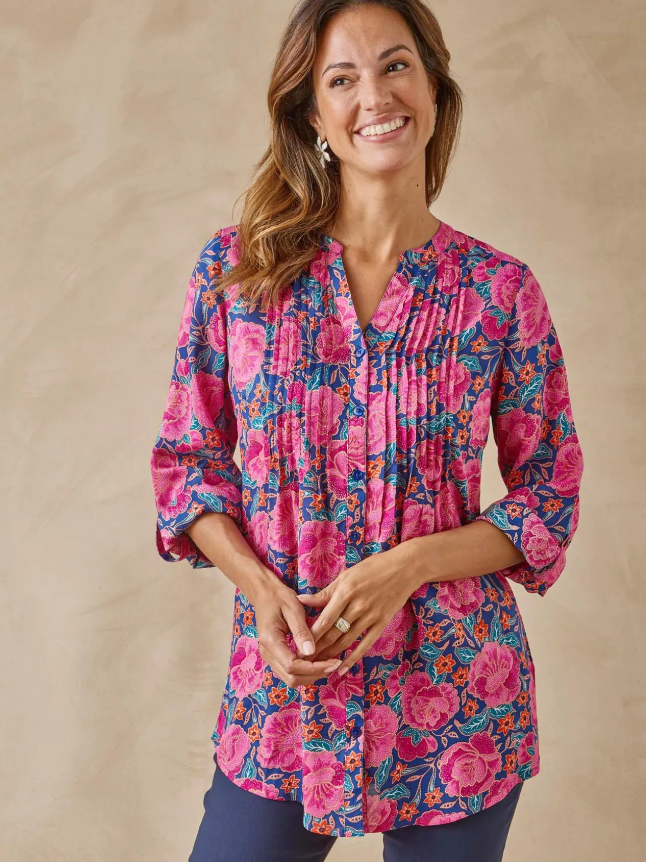 Chemisier tunique à petits plis