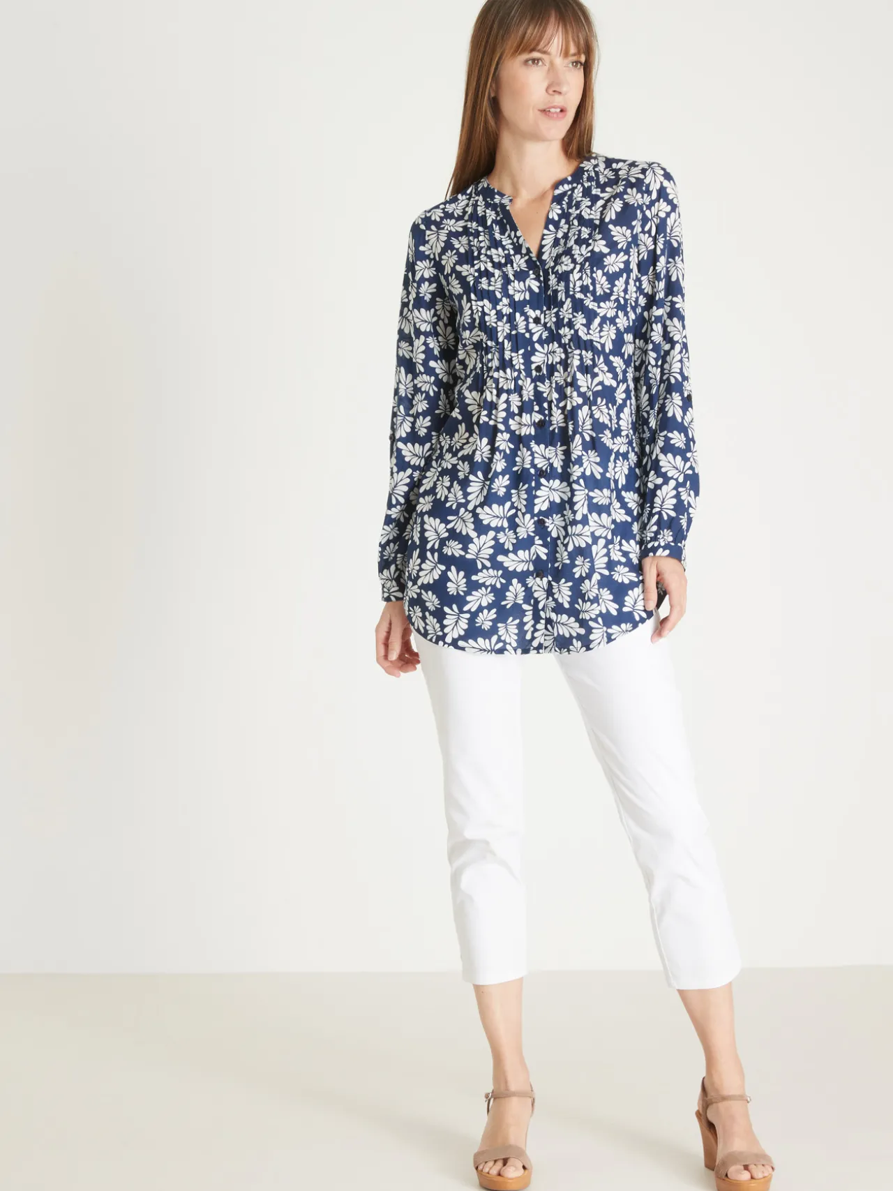 Chemisier tunique à petits plis